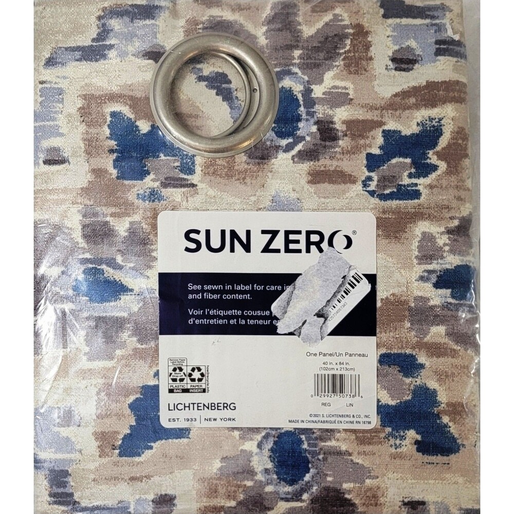NEW Sun Zero Darkening Floral Linen Watercolor 1 Panel Grommet Curtain 40x84 - Picture 2 of 8